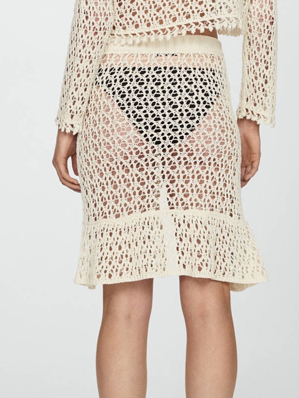 Mango MNG - NWT Ivory off white cream knit Crochet Cover-Up Skirt Swim - Picture 5 of 7